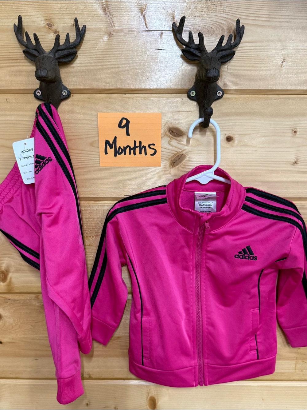 adidas Hot Pink & Black Baby Track Jacket and Pants Set